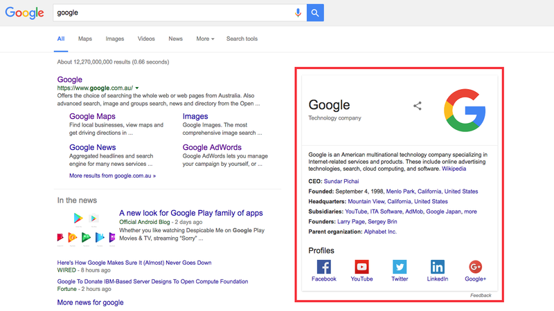 Fonctionnalités du knowledge graph